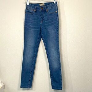 Madewell 9” mid-rise skinny medium blue wash jeans sz 25